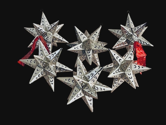 Mexican TIN STARS SET Moravian Stars, 5" Mexico Star Christmas Ornaments