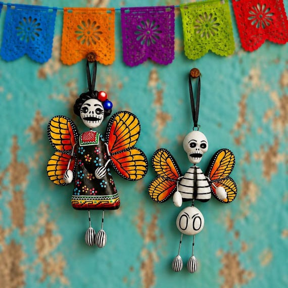Day of the Dead BUTTERFLY Ornament, Muertos Angel Mariposa