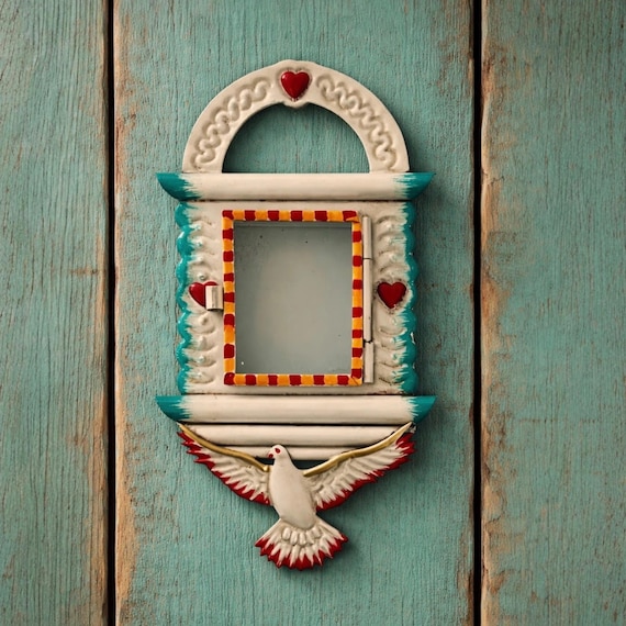 Mexican Heart Nicho Frame with Dove