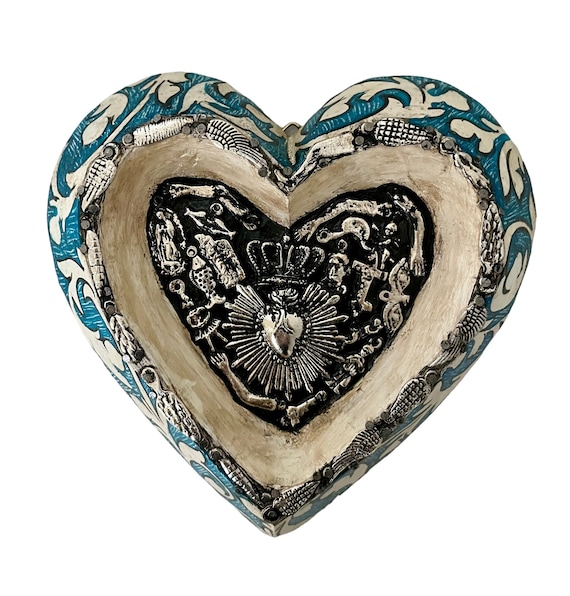 Mexican MILAGROS HEART, Sacred Heart ExVotos Corazon