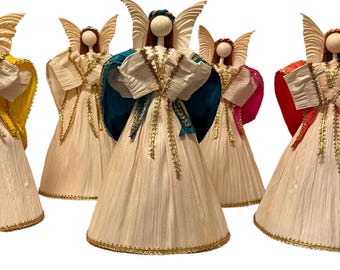 Tree TOPPER ANGEL, Mexican Christmas Corn Husk Angel LG