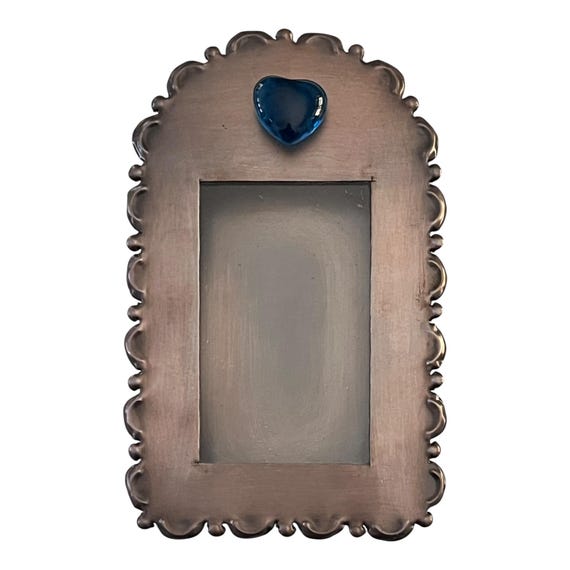 Mexican Tin NICHO,  Shadowbox Frame with/without Glass Heart Magnet