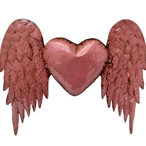 WINGED HEART, Mexican Corazon, Punched Tin Heart with Wings