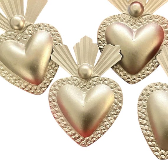 DIY Craft Hearts SET, Unpainted TIN Sacred Hearts, Mexican Corazons