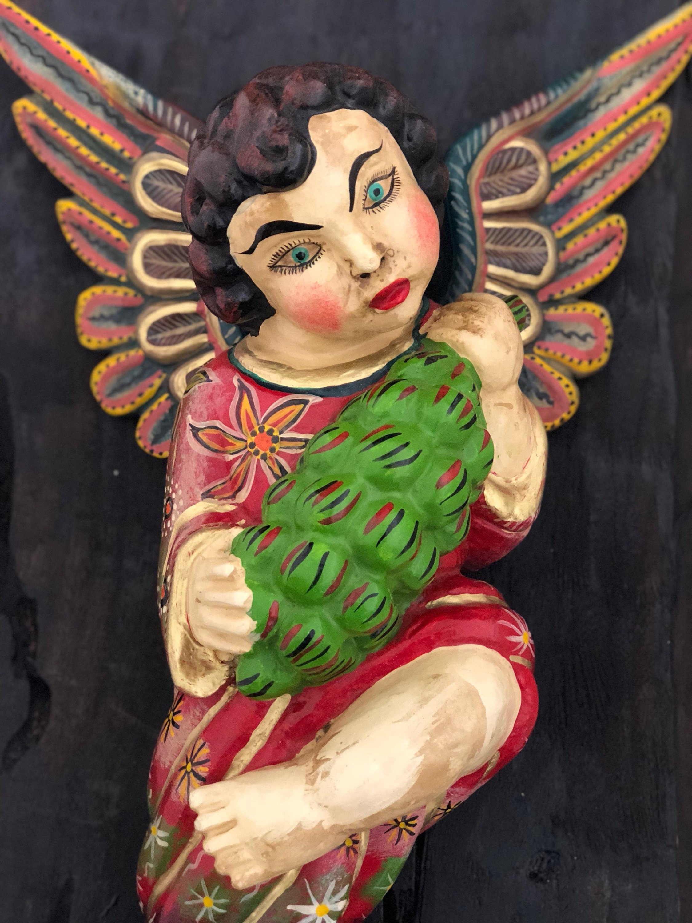 Carved Wood Angel Figurine