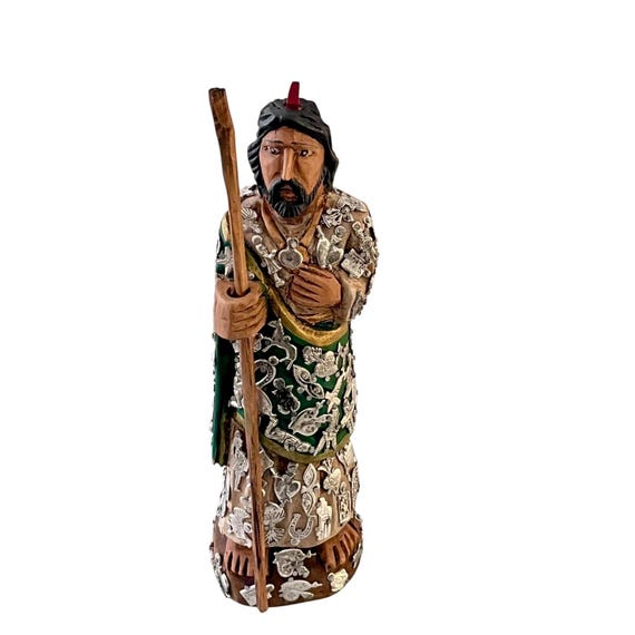 Saint JUDAS Figurine with MILAGROS, Mexican Santo, Patron Saint of Hope, St Jude Thaddeus LARGE 12"
