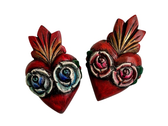 Sacred Heart with Roses: Mexican Milagros Corazon