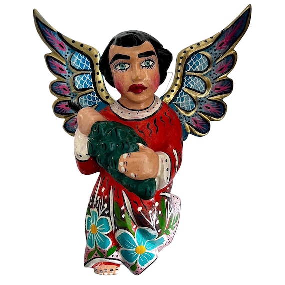 Mexican ANGEL, Full Body Hanging Carved Wood Angel
