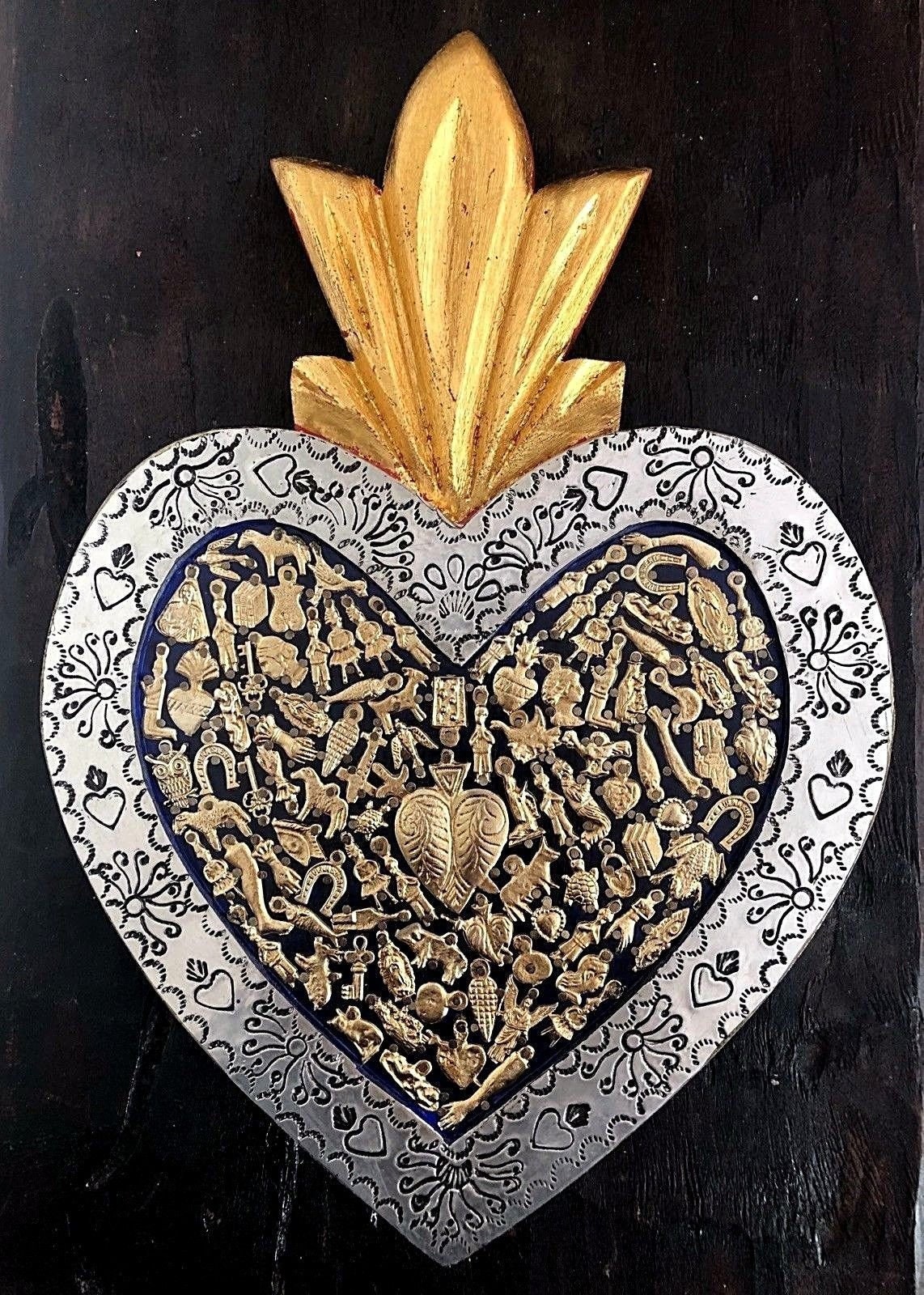 Milagros Heart Embossed Tin Sacred Heart 15”