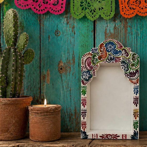 Hand Painted Wood NICHO Ofrenda Display ALTAR, DIY Frame 14”H