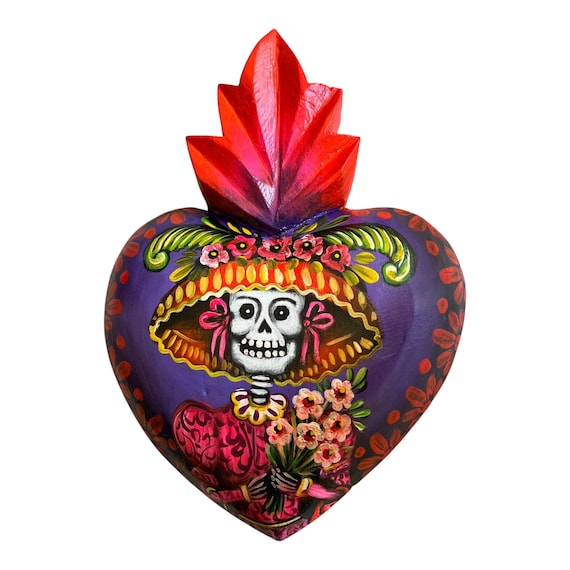 CATRINA Heart, DAY of the DEAD Mexican Corazon, Large 12”