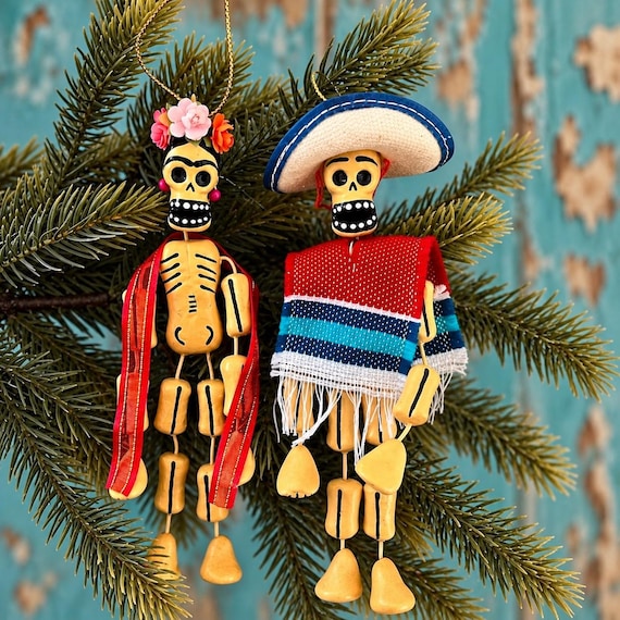 Day of the Dead Ornament, Muertos Calavera with Sombrero OR Frida