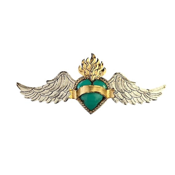 HEART with WINGS, Tin Winged Heart, Mexican Corazon LARGE 26”
