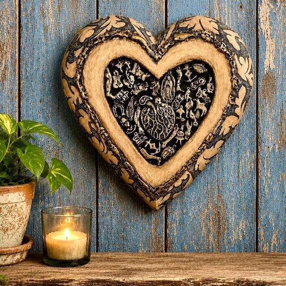Mexican MILAGROS HEART, Sacred Heart ExVotos Corazon