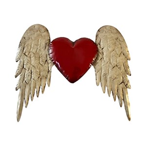 Mexican WINGED HEART, Mexican Corazon, Punched Tin Heart with Wings