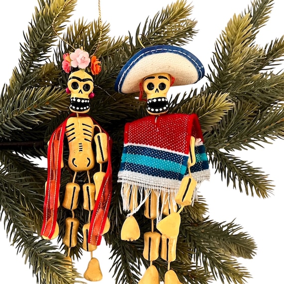 Day of the Dead Ornament, Muertos Calavera with Sombrero OR Frida