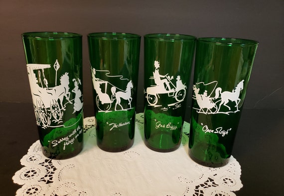 Emerald Green Anchor Hocking, 1950s Tom Collins Glasses, Gay