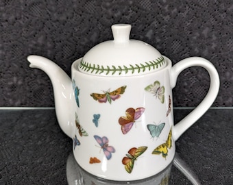 Rare PORTMERION Studio Garden BUTTERFLY Teapot, Five (5) Cup Teapot, Multi-Color Butterflies on White, Dishwasher Safe, Retired, PERFECT!