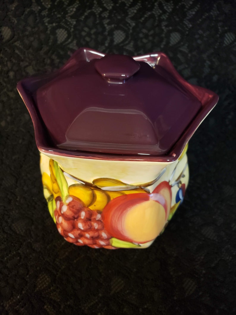 Nonni Biscotti Cookie Jar Kitchen Canister Peach Grapes Etsy