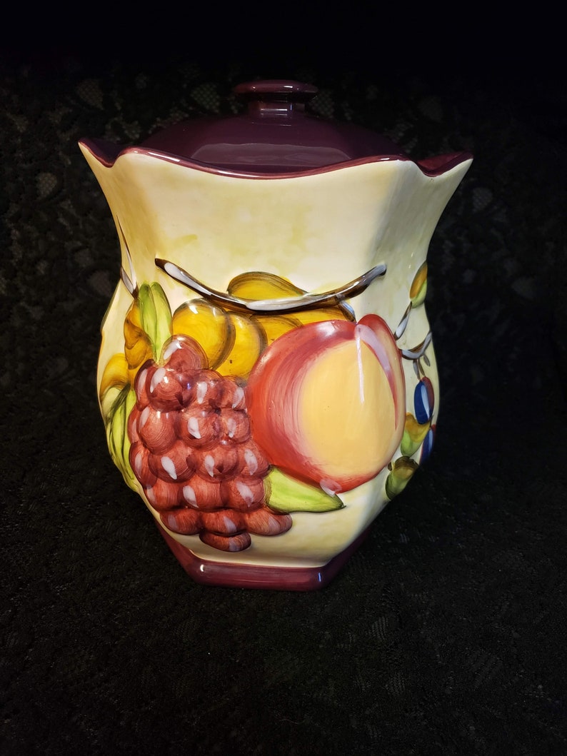 Nonni Biscotti Cookie Jar Kitchen Canister Peach Grapes Etsy