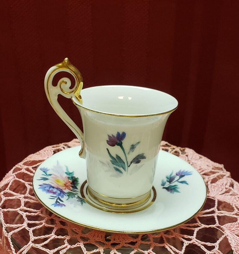 OCCUPIED JAPAN Demitasse Cup & Saucer Pink Purple Blue Etsy