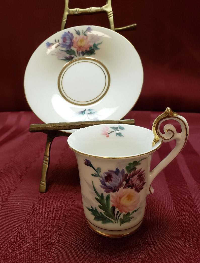 OCCUPIED JAPAN Demitasse Cup & Saucer Pink Purple Blue Etsy