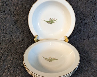 Set of 4 - 1950s FUKAGAWA Arita, "Golden Wheat" pattern, Rimmed Coupe Bowl, Elegant Dining, 1950s, MCM, Mid-Mod, 2 Sets Available, PERFECT!