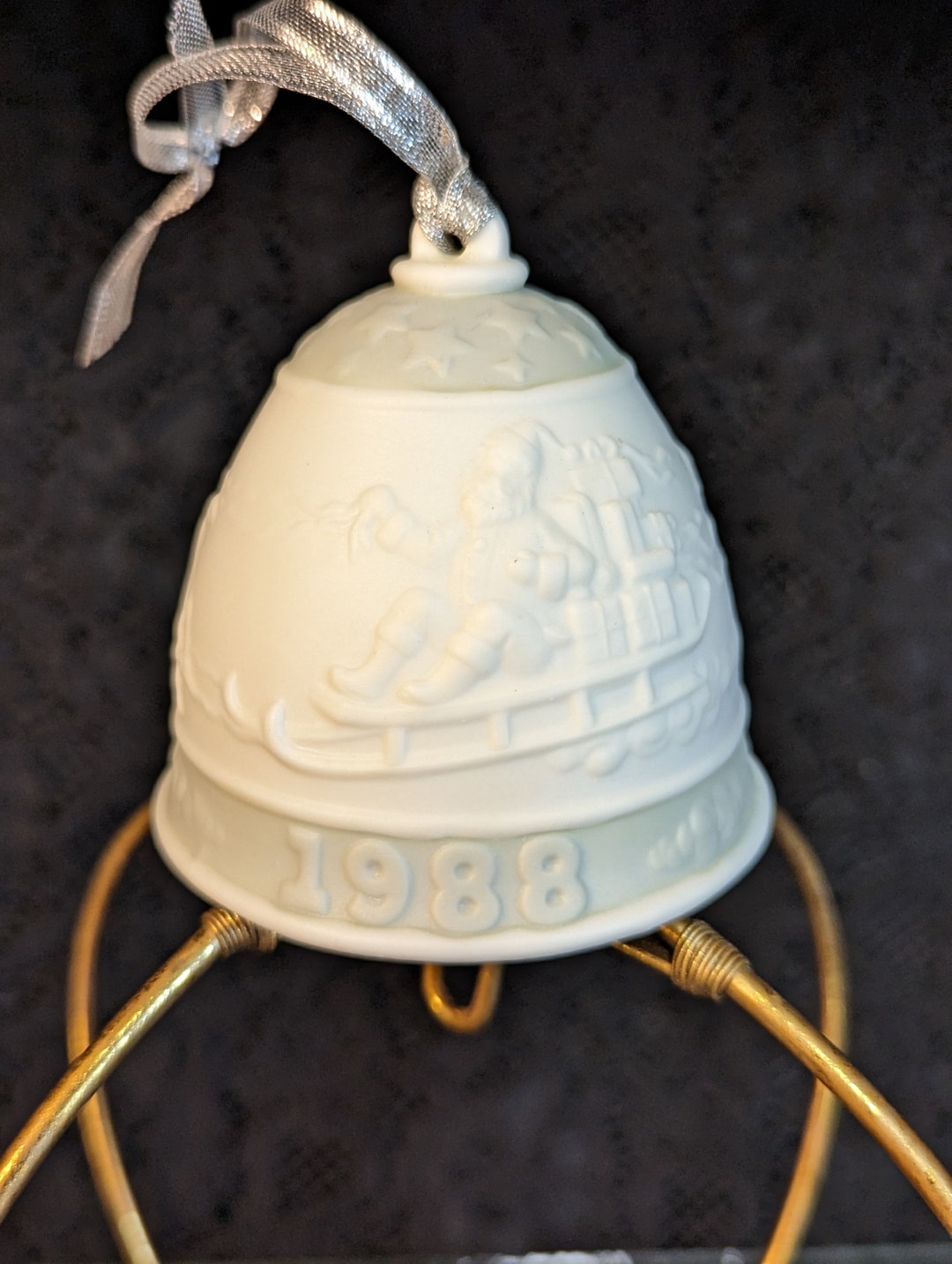 1988 Lladro CHRISTMAS BELL Ornament, Retired 1988, 15525, Embossed