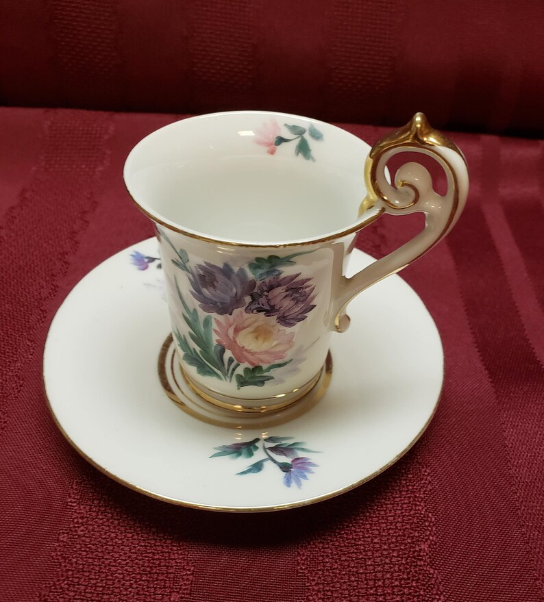 OCCUPIED JAPAN Demitasse Cup & Saucer Pink Purple Blue Etsy