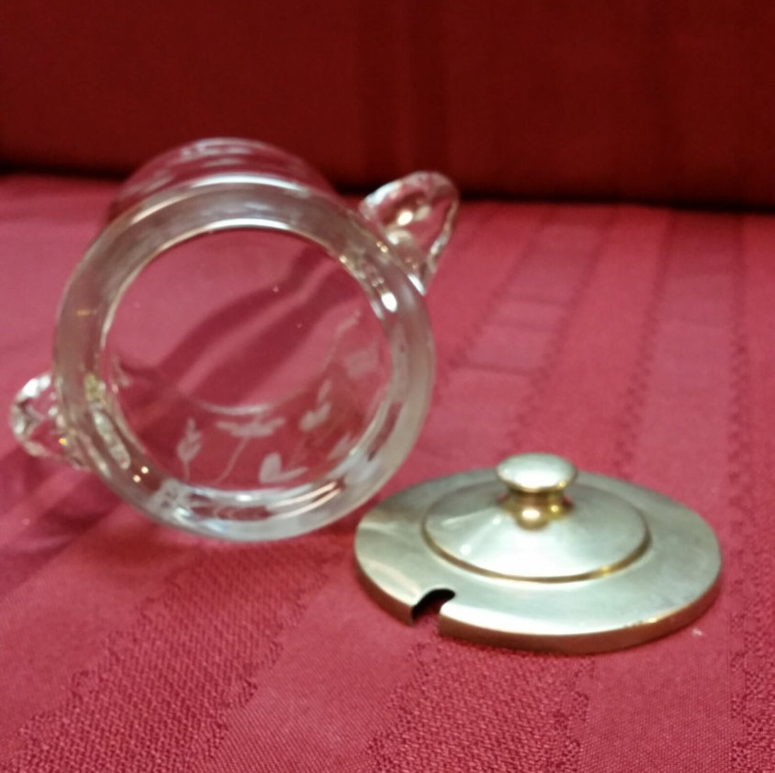 Etched Glass Sugar Bowl or Jam Jar Delicate Floral Pattern Etsy