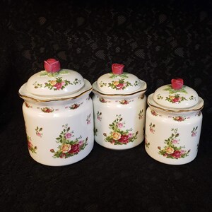 Royal Albert CANISTER SET, Set of 3, Country Roses, Made in 