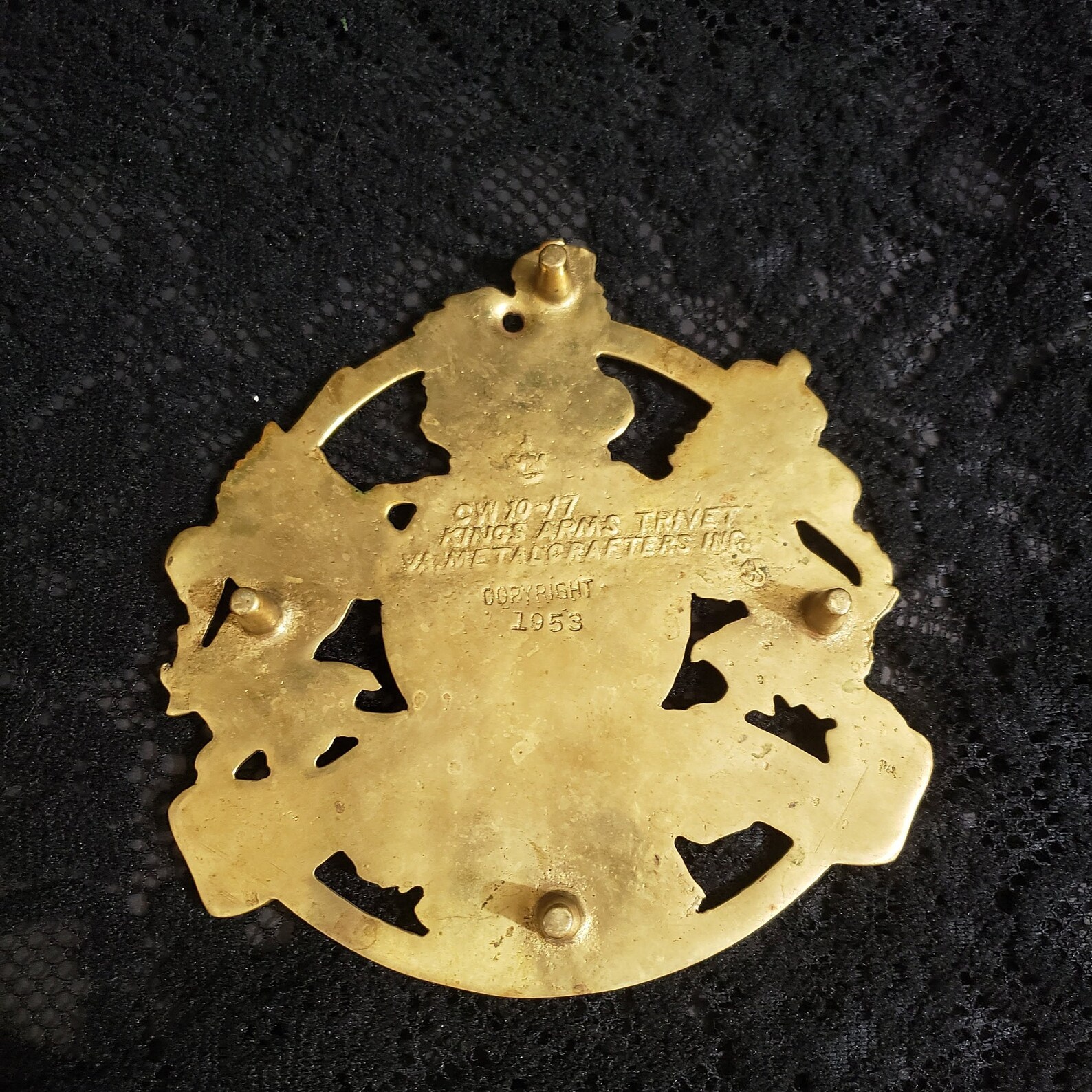 1953 Kings Arms BRASS Trivets UK Coat of Arms VA Etsy