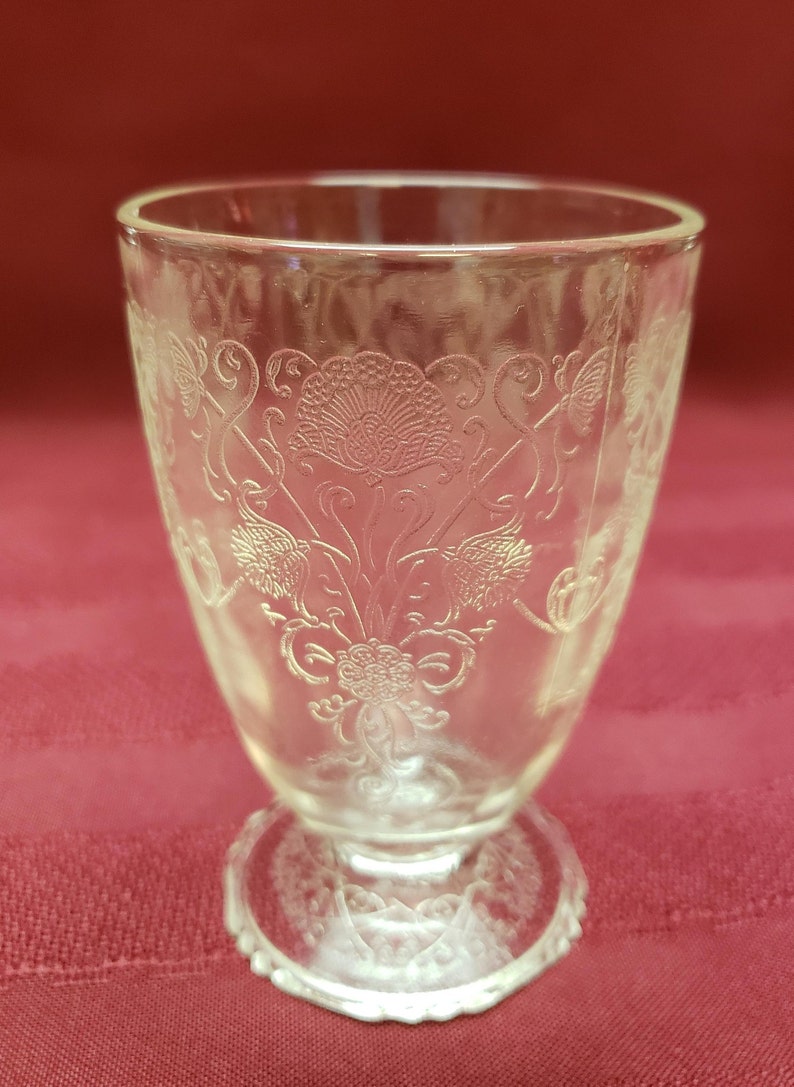 1940s FOSTORIA Footed Juice Glasses 4 Tall Floral Etsy