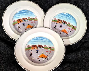 Cuencos Villeroy & Boch, diseño NAIF, Country Yard, cuencos para sopa de 8,5 pulgadas con borde abombado, 30 USD cada uno, 3 disponibles, Luxemburgo, Alemania