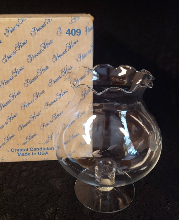 RARE Taper Candlelamp Princess House Glass Etched Crystal Candle