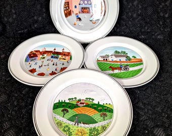 Villeroy & Boch, Patrón NAIF, Juego de 4 platos de ensalada, 100 USD, 8 pulgadas, Luxemburgo Alemania