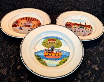 Cuencos Villeroy & Boch, diseño NAIF, cuencos para sopa con borde cupé de 8,5 pulgadas, 30 USD cada uno, Rustic Folk, Luxemburgo, Alemania, PERFECTO