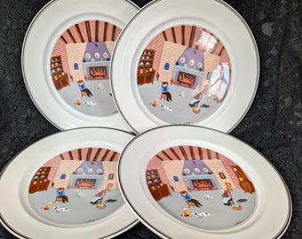 Villeroy & Boch, By Fireside, Diseño NAIF, Plato llano de 25 cm, 36 USD c/u, Rustic Folk, Luxemburgo, Alemania, Estado PERFECTO
