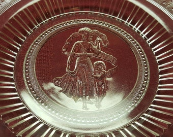 1870s Victorian Bread Tray, Antique EAPG Platter, Venus & Cupid Plate, Clear Glass, Richards and Hartley, Kitchen Dining, TV Movie Prop