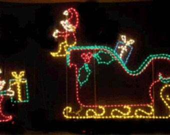 elf animated elves tossing gifts into santas sleigh wireframe outdoor holiday yard decoration commercial quality - Wire Frame Outdoor Christmas Decorations elf animated elves tossing gifts into santas sleigh wireframe outdoor holiday yard decoration commercial quality - Wire Frame Outdoor Christmas Decorations