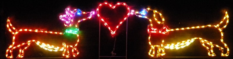 Valentine/'s Day Dachshunds Dogs with Heart Wireframe Outdoor Holiday Yard Decoration Commercial Quality