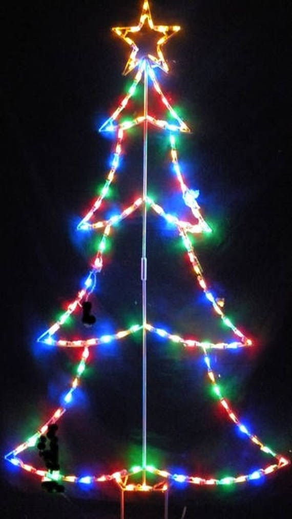 Large Outline Christmas Tree Wireframe Outdoor Holiday Yard Etsy