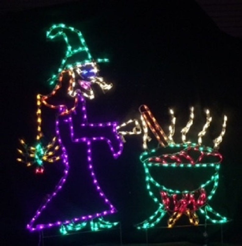Happy Halloween Witch With Cauldron Fun Outdoor Holiday Yard Etsy