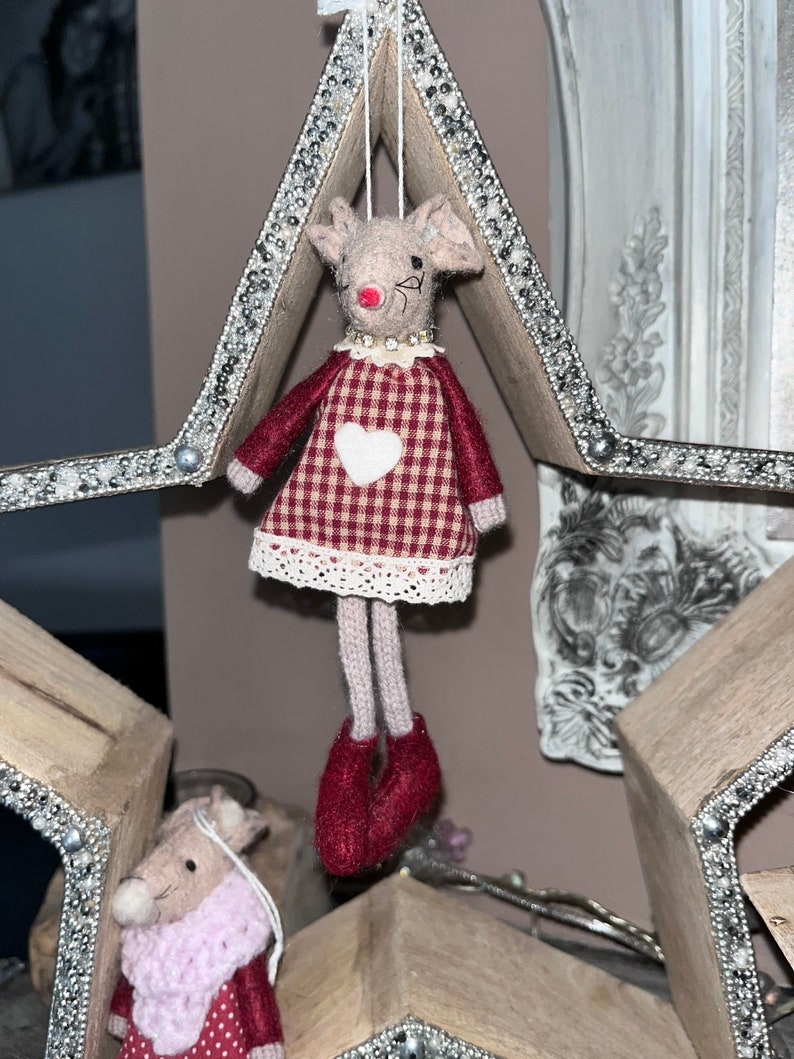 Christmas hanging felt mice with legs image 9