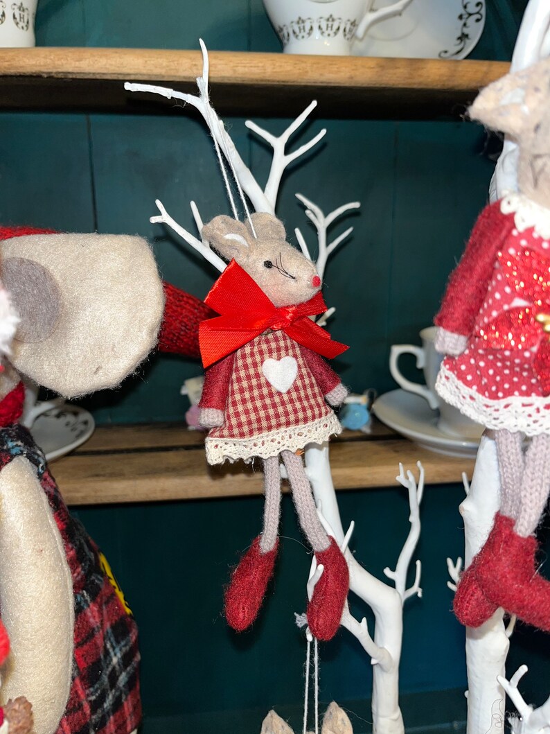 Christmas hanging felt mice with legs image 6