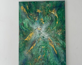 The dragonfly , textured acrylic painting , wall art on canvas