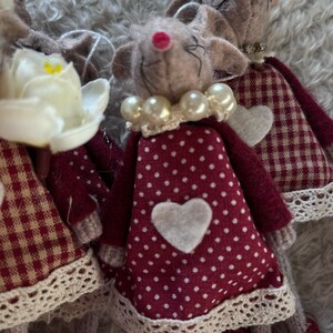 Christmas hanging felt mice with legs pearl choker