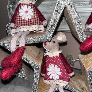 Christmas hanging felt mice with legs image 3