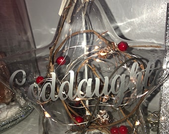 Personalised Led Christmas glass stars. Memorial available