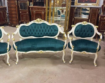 French Living Room Green Set *3 Piece Set Available* Vintage furniture Victorian furniture Rococo French Interior Design Baroque